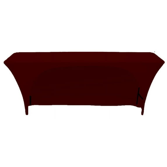 Burgundy Spandex 6 Foot x 18 Inches - Narrow Classroom Open Back Rectangular Training Table Fitted Tablecloth