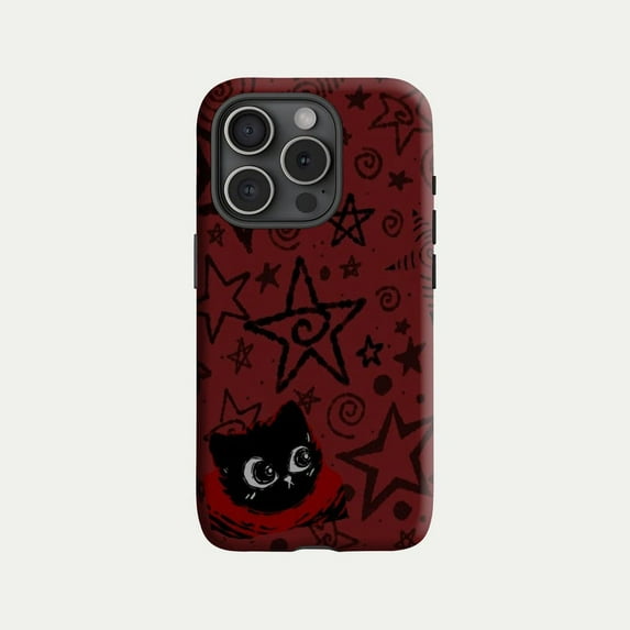 Burgundy Star Red Y2K Fall Retro Aesthetic Artistic Phone Case for iPhone 11 12 13 14 15 16 17 Pro Max