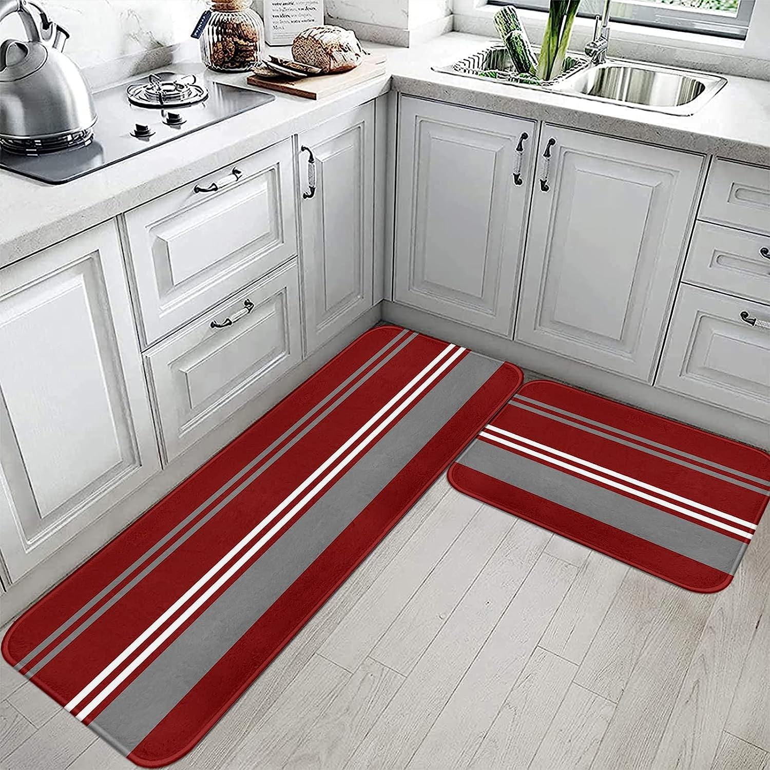 Kitchen rug red discount