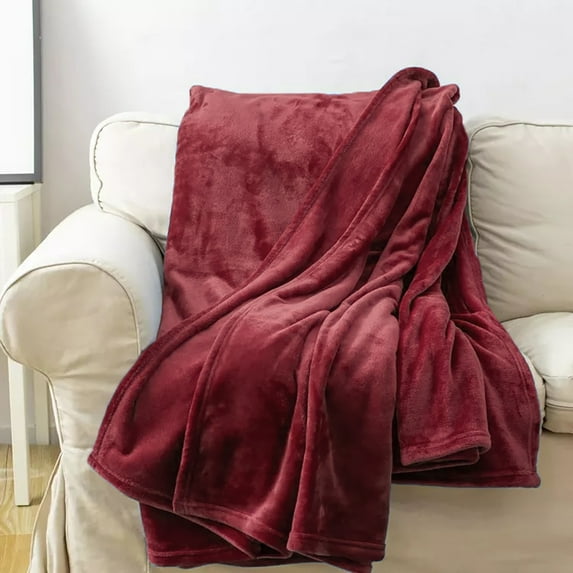 Burgundy Super Soft Warm Cozy Flannel Fleece Micro Plush Microfiber Bed Throw Blanket