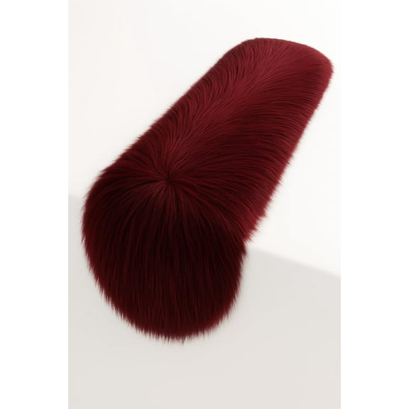 FabricLA Burgundy Faux Fur Accent Cut 14 x 24 Inches with Rounded Edges for Holiday & Christmas Decor