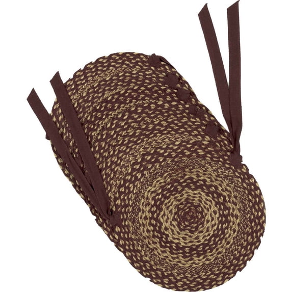 VHC Brands, Burgundy Tan, Jute, 15x15, Chair Pad, Set of 6, Red
