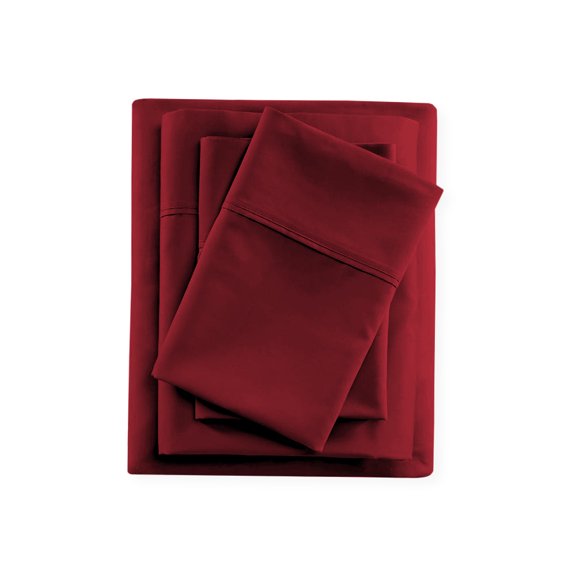 Burgundy Twin XL Size Sheet Set Soft Brushed Bed Sheets Microfiber Hotel Luxury Set of 4 Pieces – Flat Sheet Fitted Sheet 2 Pillowcases 15 " Deep Pocket Fade Wrinkle Stain Resistant Bedding