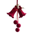 thumbnail image 1 of Burgundy Velvet Bell & Ball Ornament, Christmas Tree Decorations, 9.45in Hanging Pendant for Indoor Seasonal Holiday Christmas Decor, 1 of 4