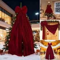 Burgundy Velvet Bow Christmas Hanging Ornament - Luxurious Soft Fabric Bow Decor, Festive Pendant for Tree, Mantel & Home, Holiday Decor That Adds Rich Color to Christmas, 34.25*16.14in, Burgundy