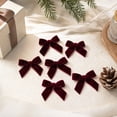 thumbnail image 1 of Burgundy Velvet Bow Christmas Tree Ornament Hanging Decoration for Wreaths and Garlands, 1 of 7