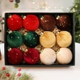 thumbnail image 1 of Burgundy Velvet Christmas Ball Ornaments, Golden Star Sequin, Tree Ball Decoration, Vintage Holiday Ball Ornament (8 cm / 3 inch) Wedding Party Decor (Burgundy Red Green White Yellow Brown), 1 of 6