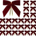 thumbnail image 1 of Burgundy Velvet Christmas Bows 25 Pack Small Wreath Bows for Tree Gift Wrap Craft Wedding Party Decorations Hair Clips(Wine), 1 of 1