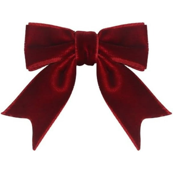 Taicans Burgundy Velvet Ribbon Christmas Bow,2inch Small Velvet Ribbon Bows for Gift Wrapping,Mini Bows for Crafts,Bow Decorations for Party Baby Shower Birthday Wedding Home Decor