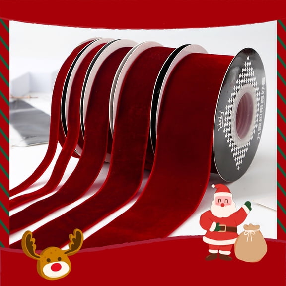 Burgundy Velvet Ribbon for Gift Wrapping, Trimming Ribbon for Christmas DIY Craft Wedding Floral Holiday Valentine's Day Decoration Choker Hair Bow Hat Wreath Making