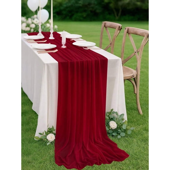 Burgundy Velvet Table Runner For Wedding Dining Decor