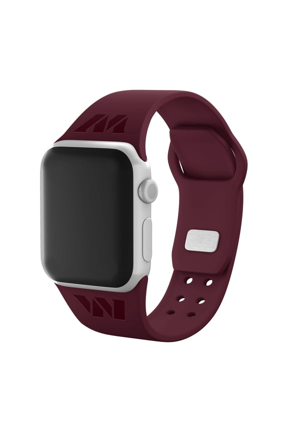 Burgundy Washington Commanders Debossed Silicone Apple Watch Band