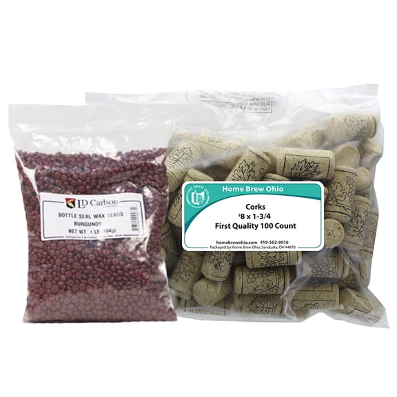 Burgundy Wax and Corks (8 X 1 3/4) Wine Bottling Combination