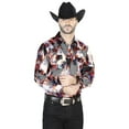 thumbnail image 1 of Burgundy/White Casual Long Sleeve Shirt 44084, 1 of 1