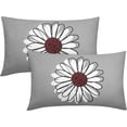 thumbnail image 1 of Burgundy White Daisy Pillow Covers 12x20 Set of 2 Spring Summer Grey Colored Decorative Throw Pillows Outdoor Modern Art Flower Pillowcase Lumbar Linen Cushion Case for Home Sofa Couch Bed, 1 of 6