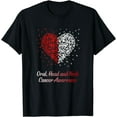 thumbnail image 1 of Burgundy White Heart Ribbon Oral Head Neck Cancer Awareness T-Shirt, 1 of 4