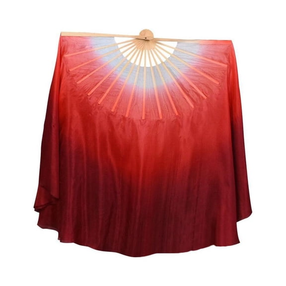 Burgundy & White Silk Dance Fan - Double-Sided Flutter Streamer for Belly Dance, Performance & Home Decor
