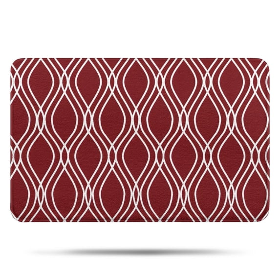 Burgundy and White Wavy Pattern Bathroom Rugs Mat,Non Slip Microfiber Bathroom Rug,Rubber Backing,Soft Bathroom Mats for Bathroom Floor,Tub and Shower,17x27in(43x68cm)