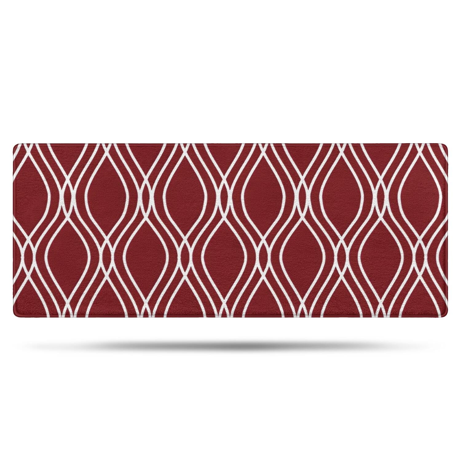 Burgundy and White Wavy Pattern Bathroom Rugs Mat,Non Slip Microfiber Bathroom Rug,Rubber Backing,Soft Bathroom Mats for Bathroom Floor,Tub and Shower,60x24in(150x60cm)