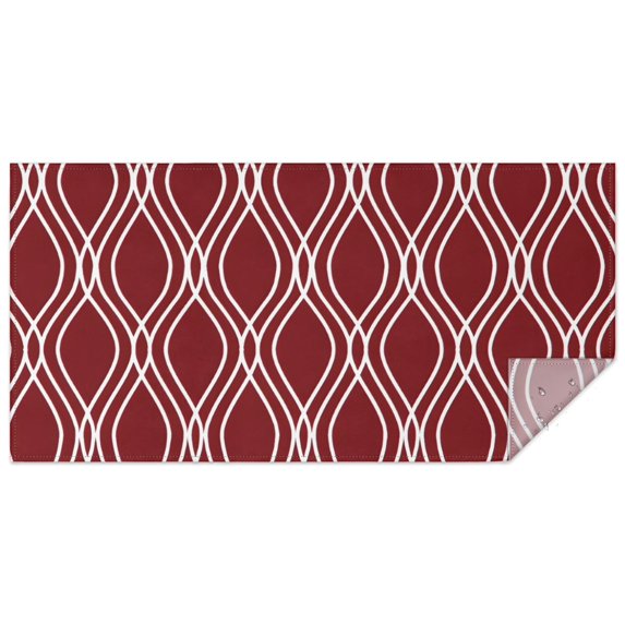 Burgundy and White Wavy Pattern Rectangle Tablecloth 60"x120",Waterproof Polyester Rectangle Table Cloth, Wipeable Spillproof Polyester Tablecloth for Dining, Camping, Indoor and Outdoor