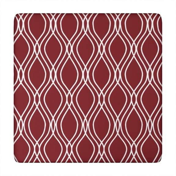 Burgundy and White Wavy Pattern Square Fitted Tablecloth with Elastic Edge,Square Table Cover,Washable Elastic Table Cover for Home Kitchen Party Decor 34"x34"