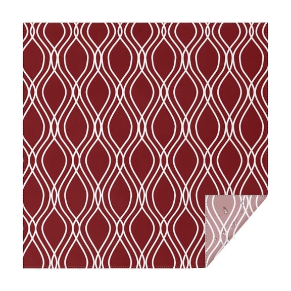 Burgundy and White Wavy Pattern Square Tablecloth,Waterproof Square Table Cover,Wipeable Spillproof Washable Table Cover for Home Kitchen Party Decor 42"X42"(107x107cm)
