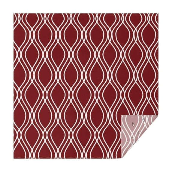 Burgundy and White Wavy Pattern Square Tablecloth,Waterproof Square Table Cover,Wipeable Spillproof Washable Table Cover for Home Kitchen Party Decor 60"x60"(152x152cm)