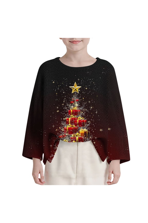 Burgundy Wine Boy Girl Long Sleeve Outfits for Children Boy Girl Fall Winter Crew Neck Graphic Loose Fit Holiday Christmas Casual Crochet Cable Knit Outfits Sweatshirt Child 2025 10 Years