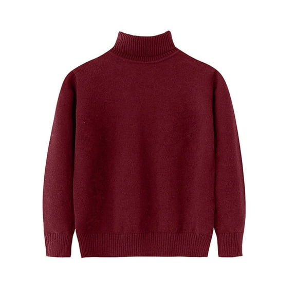 Burgundy Wine Boy Girl Long Sleeve Shirts for Kids Girl Boy Fall Winter Boat Turtleneck Neck Sweater Crochet Warm Basic Tops Shirt Blouses Kid 2025 Clothes Country Concert 2 Years