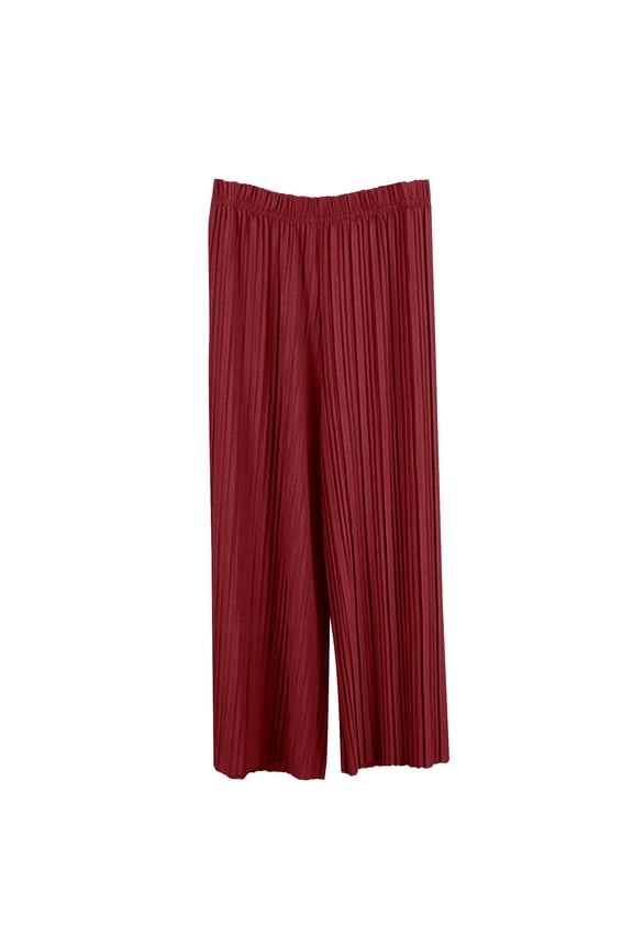 Burgundy Wine for Ladies Summer Fall Spandex Chiffon Loose Fit Plus Size Lounge Stretchy Pleated Flared Bell Bottom Basic Boot Cut Leg Pants Juniors 2026 Clothing Y2K One Size