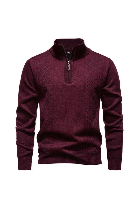 Burgundy Wine Man Lounge Long Sleeve for Man Collared Neck Sweater Crochet Cable Knit Cardigan Plain Winter Fall 2026 Clothing Fashion Regular Fit Country Concert Y2K 3XL