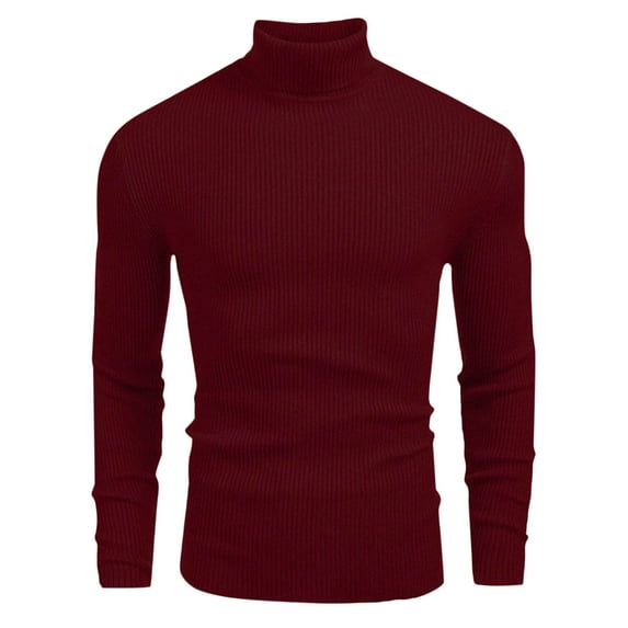 Burgundy Wine Mens Thick Crochet Warm Cable Knit Basic for Man Long Sleeve Turtleneck Sweater Brunch Fall Winter 2025 Clothes Regular Fit Country Concert Y2K M