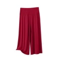thumbnail image 1 of Burgundy Wine Teen Girls Modal Pants for Women Casual Capri Straight Leg Elastic Waist Basic Summer Fall Pants 2026 Clothing Country Concert XXL, 1 of 6