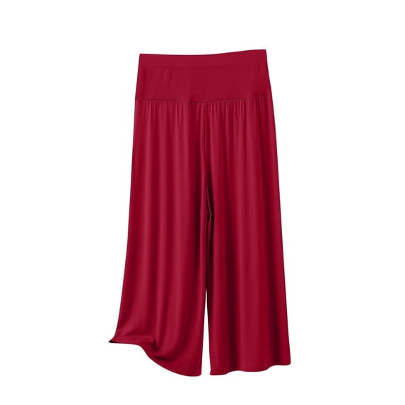 Burgundy Wine Teen Girls Modal Pants for Women Casual Capri Straight Leg Elastic Waist Basic Summer Fall Pants 2026 Clothing Country Concert XXL