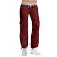 thumbnail image 1 of Burgundy Wine Women Straight Leg Basic Long Leg Trousers Pants Sweat Pants for Women Cargo Sport Athletic Yoga Stretchy Running Fall Summer 2025 Soft Comfy Clothing S, 1 of 9