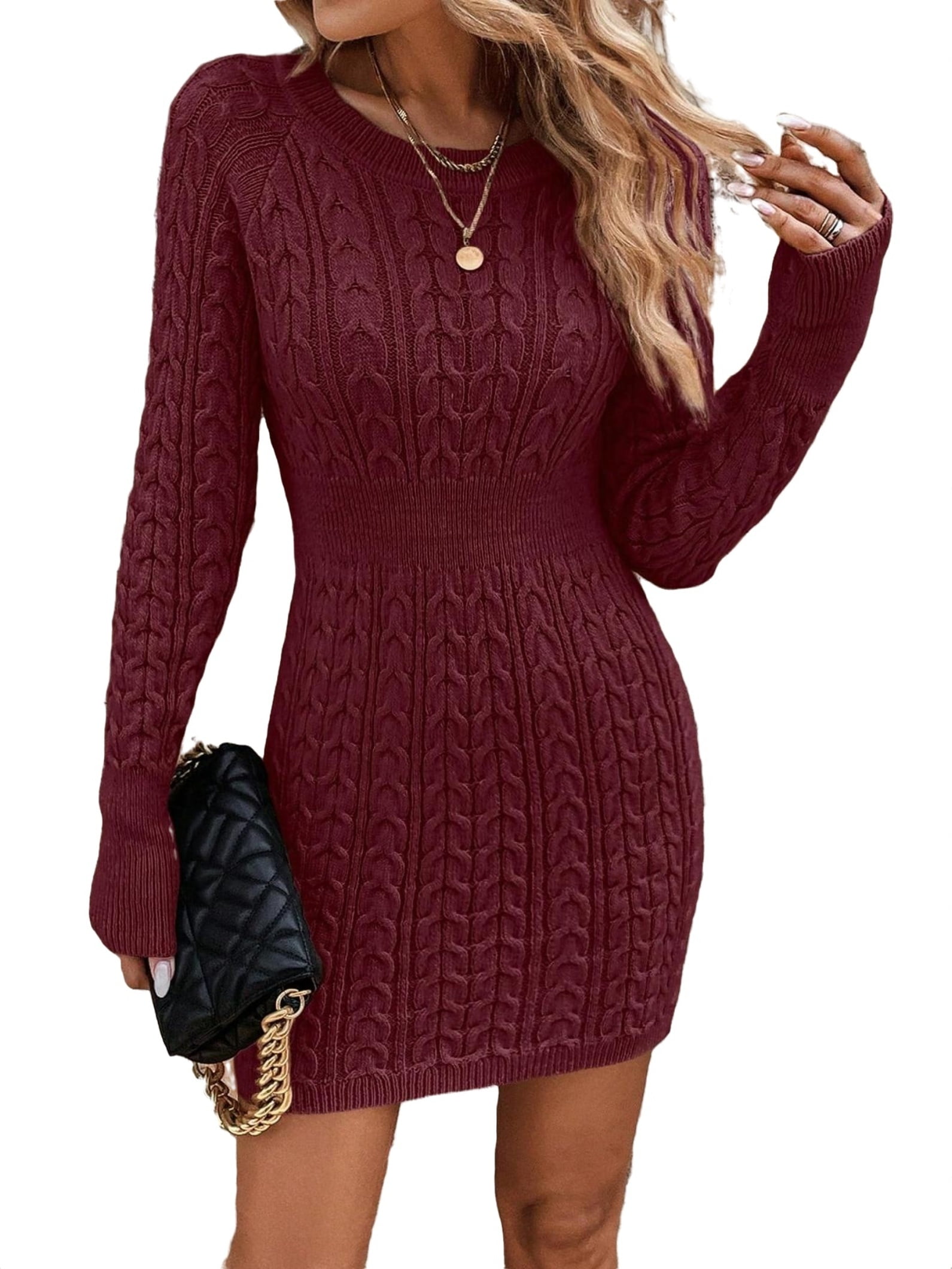 Burgundy Women Sweater Dresses (Women's) - Walmart.com