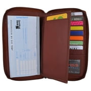 Burgundy Zip around Genuine Leather Checkbook Credit Card ID Holder Wallet Women