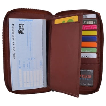 Amelia Genuine Leather Checkbook Cover Wallet With RFID – Lady’s Organizer, Phone Holder