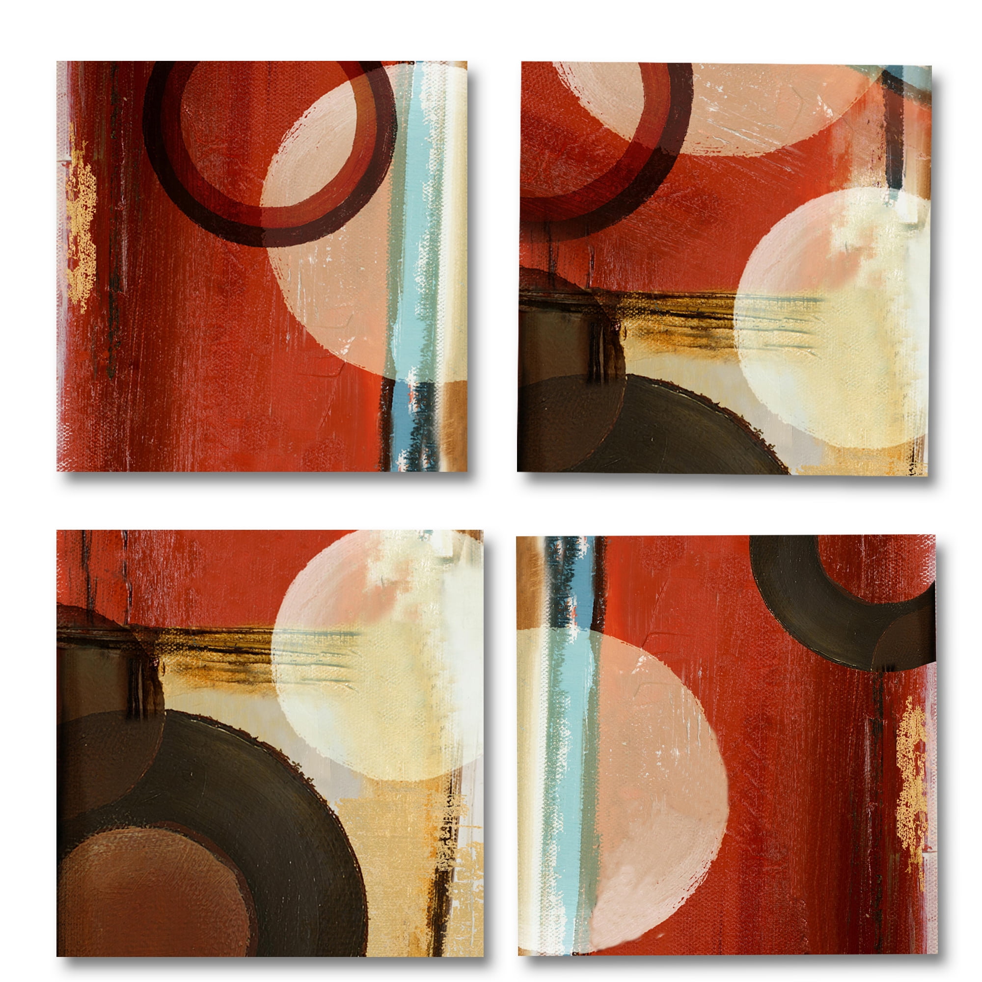 Artery Wereld Burgundy Abstract Geometry Canvas Wall Art - Red Brown Prints for Living Room, Bathroom, Bedroom