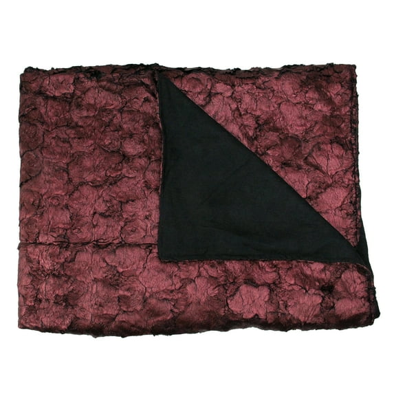 Northlight 50" x 60" Plush and Velvet Faux Fur Throw Blanket - Burgundy/Black
