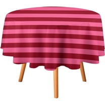 Burgundy and Hot Pink Stripes Tablecloth 70inch Round Table Cover Washable Table Cloth for Kitchen Dinning Party Tabletop Modern Decoration