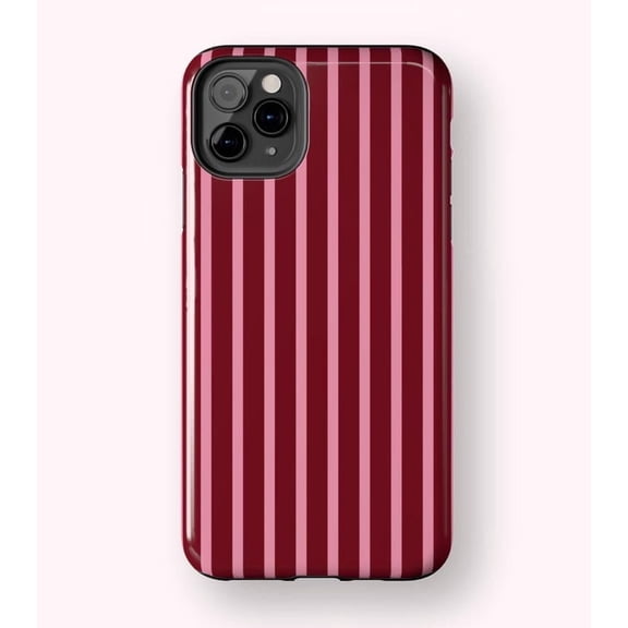 Burgundy and Pink Striped Retro Preppy X1719 Phone Case Compatible with iPhone 17 16 15 14 13 12 11 Pro Max – Premium Protection