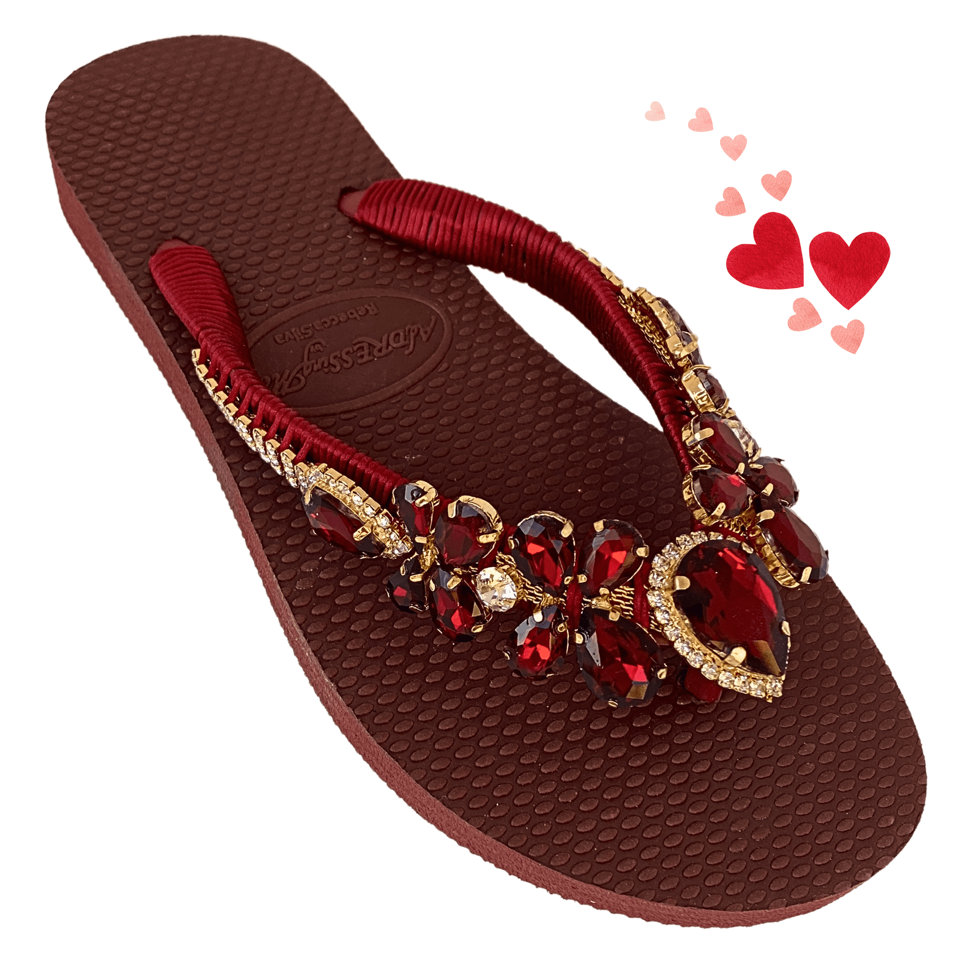womens burgundy flip flops