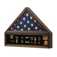 thumbnail image 1 of Burial Flag Display Case Solid Wood- American Flag Display Case Fits a 5 X 9.5 Flag Folded Military Shadow Box with Felt Lining Holder for Pins Insignia Medals, Walnut, 1 of 6