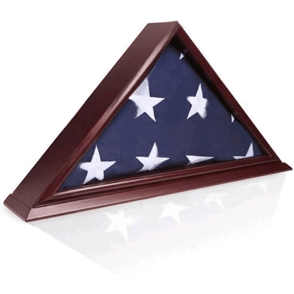 Burial Flag Display Case  Wooden Memorial Shadow Box for 5x9.5 Burial Flags  Veteran Military Funeral Flag Frame with Clear Acrylic Front & Wall Mount$$Home Decor, Kitchen, & Other