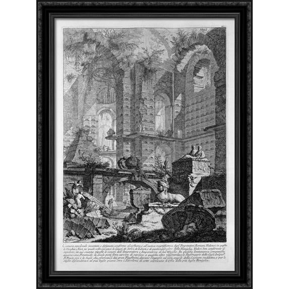 Burial chamber invented and designed in accordance with the custom and the ancient Roman emperors magnificence 28x38 Large Black Ornate Wood Framed Canvas Art by Giovanni Battista Piranesi