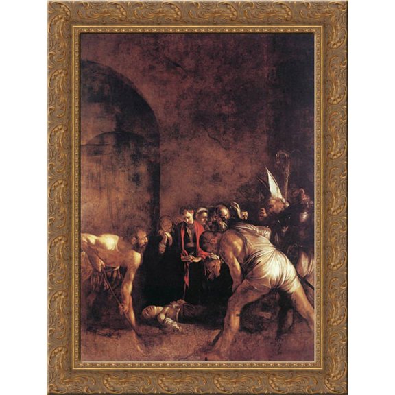 Burial of St. Lucy 20x24 Gold Ornate Wood Framed Canvas Art by Caravaggio
