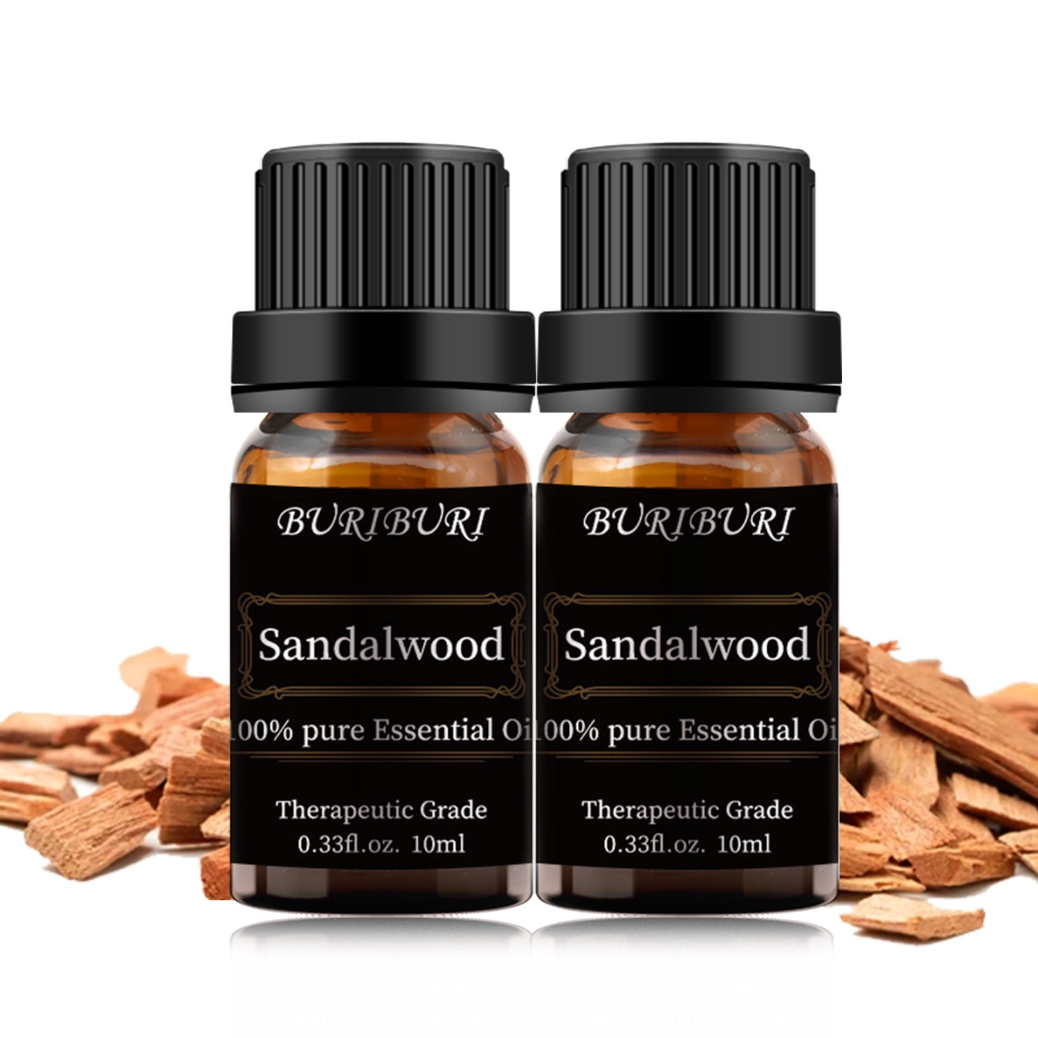 BURIBURI Sandalwood Essential Oils for Diffuser, Skin, Hair, 100% Pure,  Undiluted Sandalwood Oil for Candle Soap Perfume Making, Natural, Organic