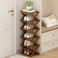 thumbnail image 1 of Buric 6 Tier Flexible Combination Shoe Rack, Shoe Organizer, Freestanding Small Shoe Rack, Stackable Nan Bamboo Shoe Rack Organizer, Brown, 1 of 11