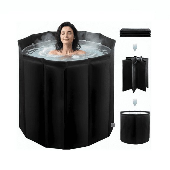 Buric Adult Collapsible Portable 31” Bath Tub, Hot & Ice Bath, Soak Spa，Black